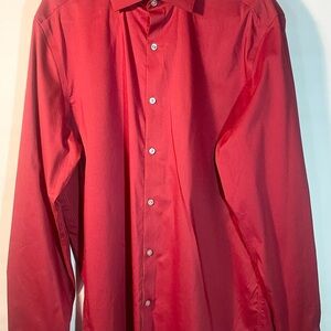 Van Heusen mens long sleeve button up dress shirt ultra wrinkle free red